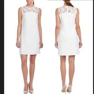 Donna Ricco Lace-Yoke Crepe Shift Dress